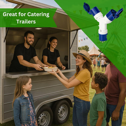 16A Caravan Hook Up Splitter Cable, 2 Way Electric Adapter for Caravan, Motorhome & Campervan, 16 Amp Camping Mains Power Splitter for Campsite Connection