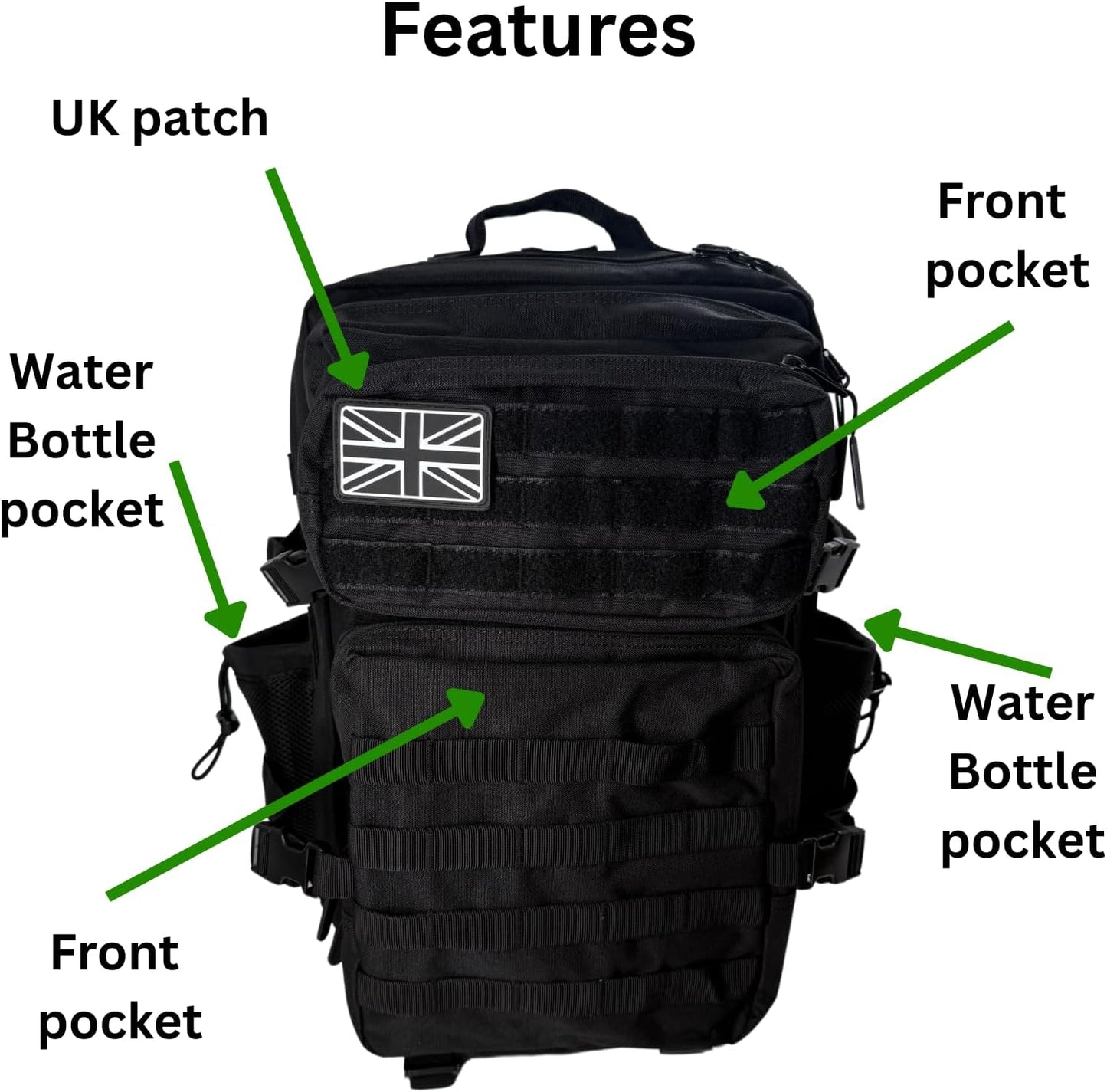 Military Tactical Backpack 45L Heavy-Duty Water-Resistant Rucksack with Webbing 6 Compartments & Padded Back Support Ideal for Hiking, Athletes, Gym, Travel, Sports, Camping & Everyday Carry