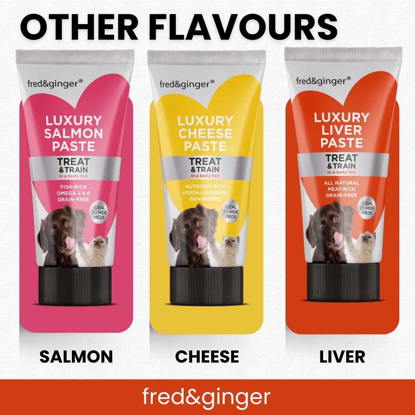 Liver Paste & Salmon Paste Tubes for Dogs and Cats 75g [Pack of 6] Grain Free, Hypoallergenic Luxury Liver Pate Ideal Training Aid, Medication Administering, Lick Matt