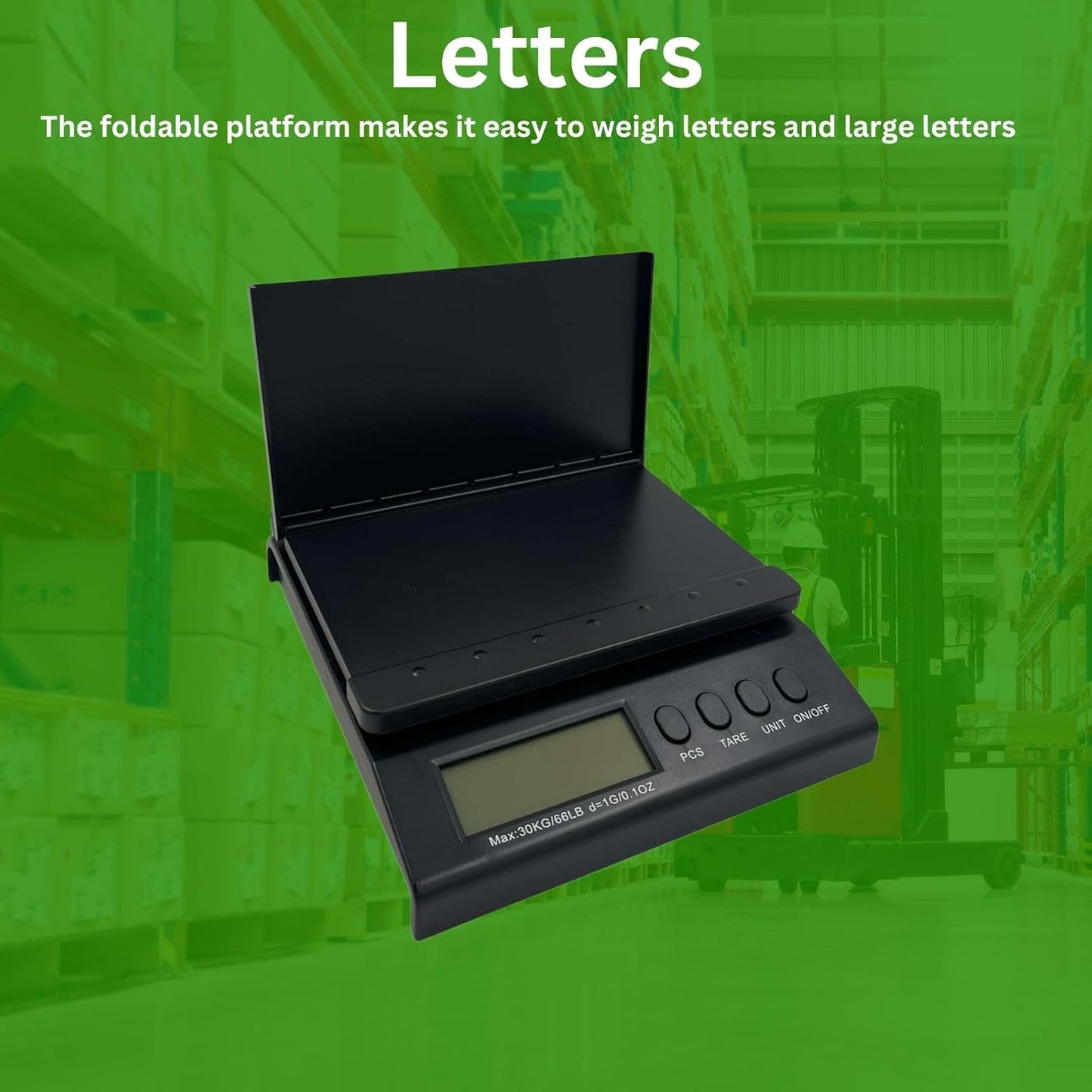 Digital Postal Scale 30KG Scales Large Platform for Parcels and Large Letters Perfect for Small Businesses Unit, Tare and Pieces Functions UK Plug