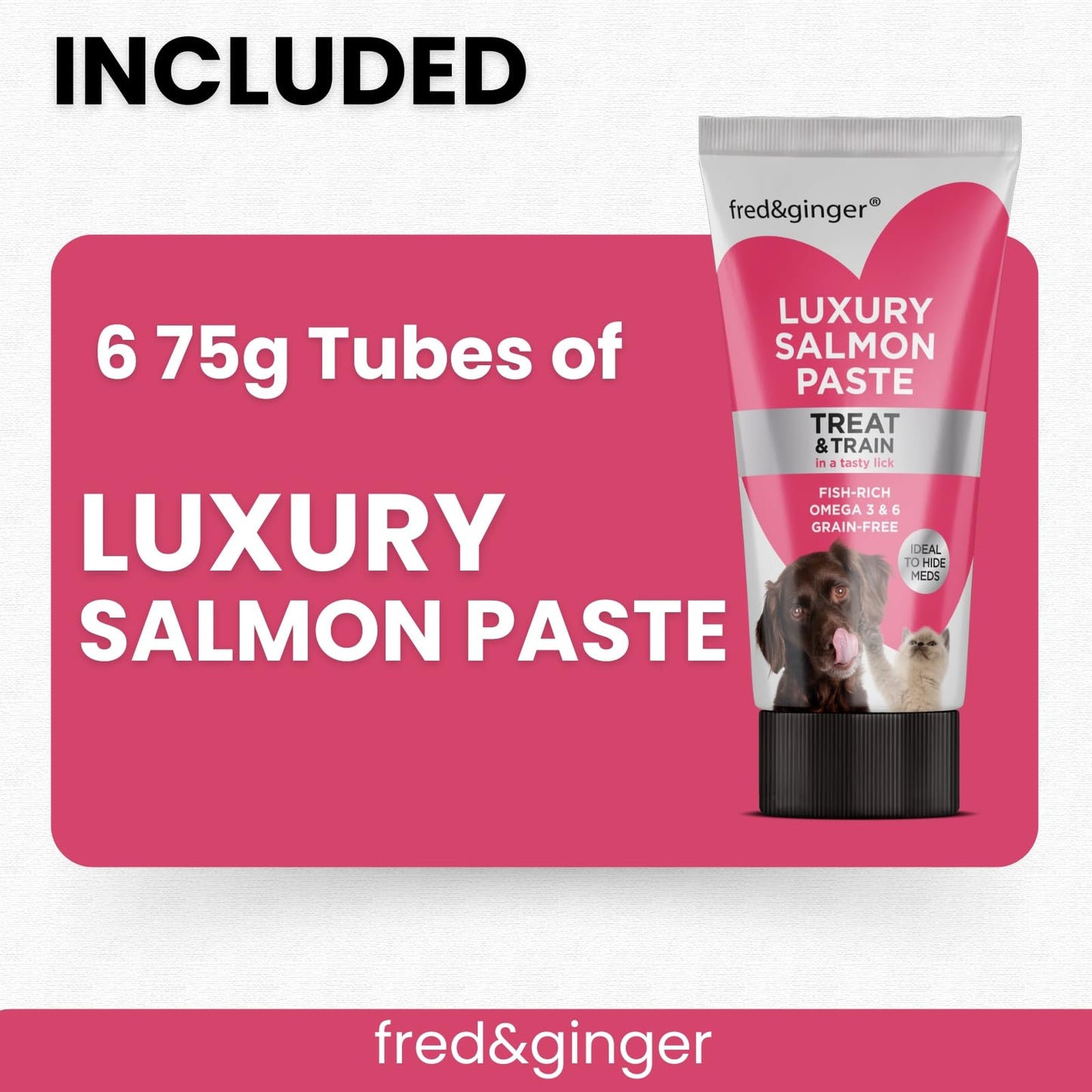 Liver Paste & Salmon Paste Tubes for Dogs and Cats 75g [Pack of 6] Grain Free, Hypoallergenic Luxury Liver Pate Ideal Training Aid, Medication Administering, Lick Matt