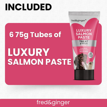 Liver Paste & Salmon Paste Tubes for Dogs and Cats 75g [Pack of 6] Grain Free, Hypoallergenic Luxury Liver Pate Ideal Training Aid, Medication Administering, Lick Matt