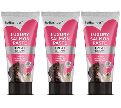 Salmon Paste for Dogs and Cats 75g [Pack of 3] Grain Free, Hypoallergenic Luxury Salmon Pate Ideal Training Aid, Medication Administering