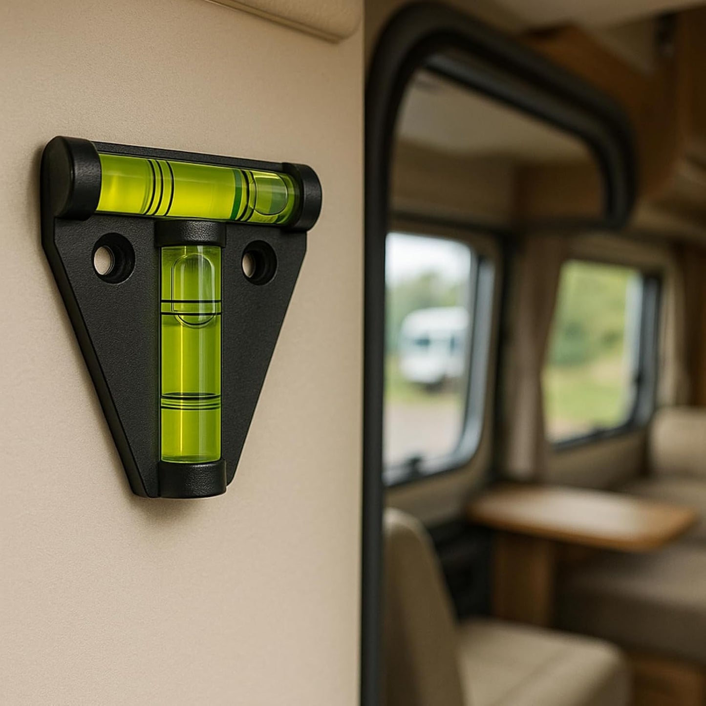 Caravan Spirit Level - 2 Way Bubble Leveling Device for Camping, Motorhomes, Campervans, Trailers & RVs – Easy Mounting Accessory for Accurate Leveling