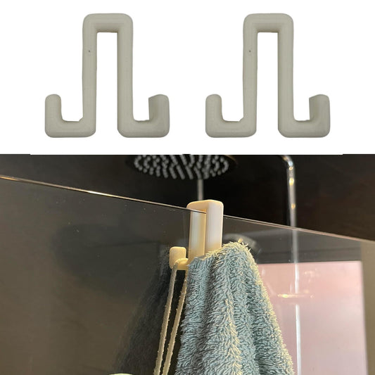 HowseHold Shower Glass Towel Hooks [Pack of 2] for Glass Shower Doors and Screens (2)