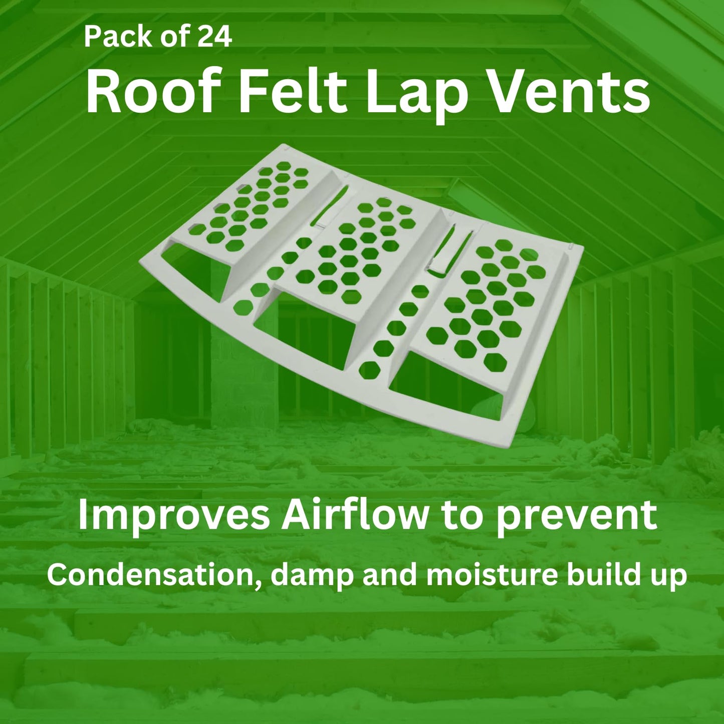 Felt Lap Vents for Condensation Pack of 24 Roof Ventilation Lap Vents, Prevents Roof Loft Roof Condensation Airflow Lap Vents (Pack of 24)