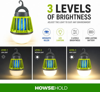 Mosquito Repellent Lamp, 2 in 1 Lantern and Bug Killer, USB Rechargeable, Portable Camping Light for Camping, Campervan and Motorhome