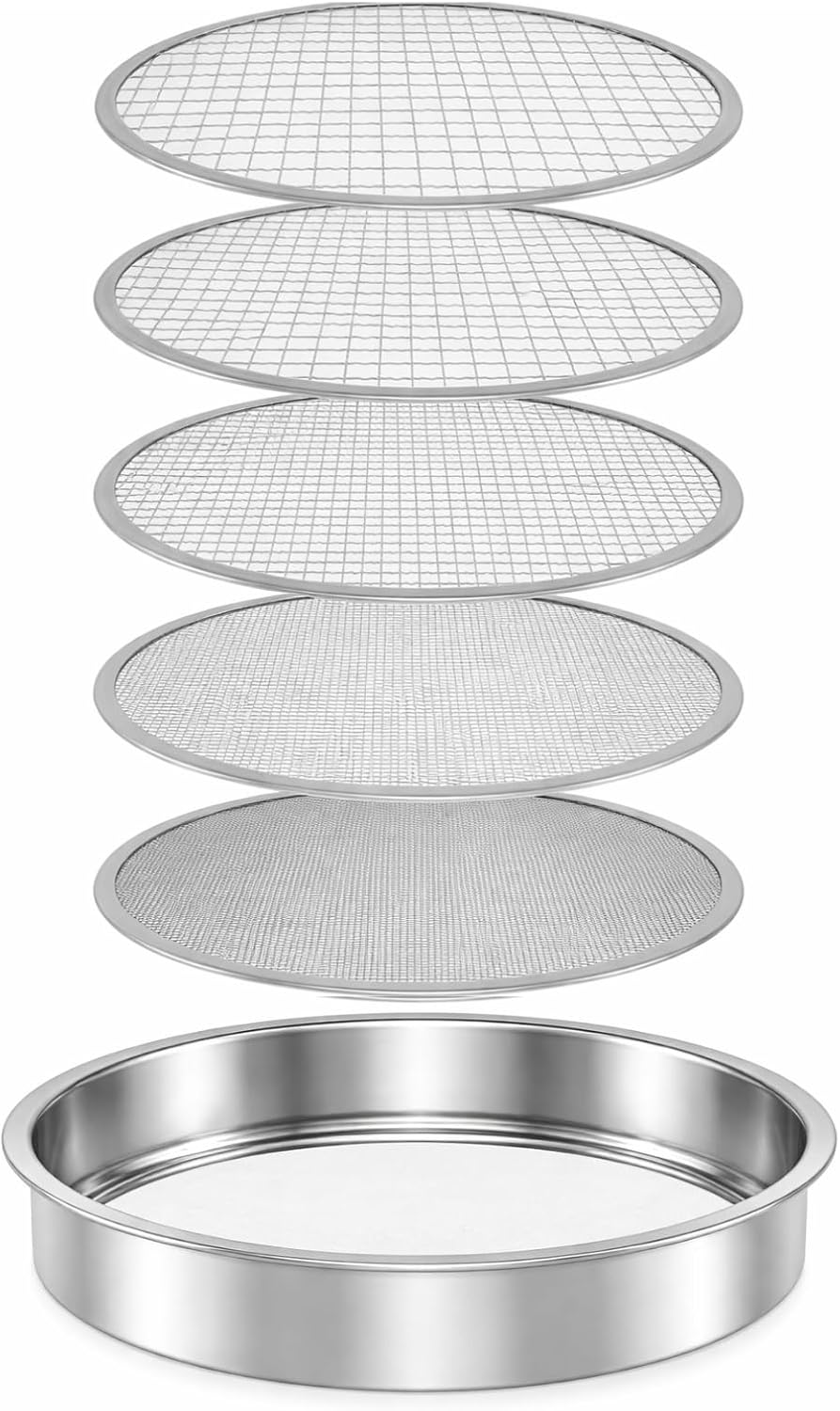 HowseHold Garden Sieve for Soil and Stones 5 in 1 Metal Soil Shifter with Interchangeable Mesh Sizes 3mm - 12mm