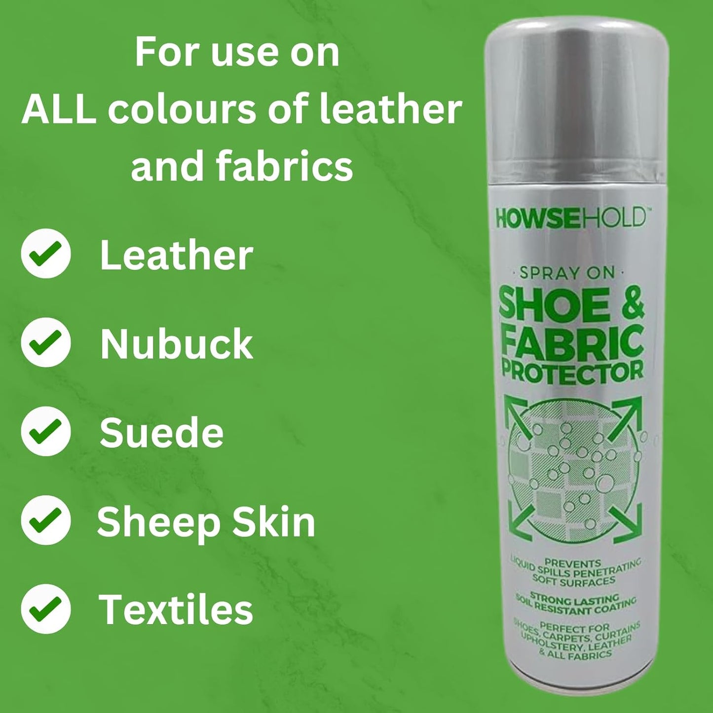 Waterproof Fabric and Shoe Protector Spray 500ml for Suede, Leather, Nubuck & Canvas - Waterproofing Spray for Outdoor Clothing - Long-Lasting Rain Stain & Water Repellent Formula Nano Protect