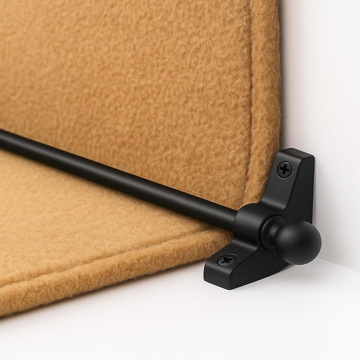 Carpet Stair Rods (Pack of 13) Decorative Black Metal Stair Rods with Round Finials and Screws Fits Carpet Runners Up to 70cm Easy to Cut and Install UK