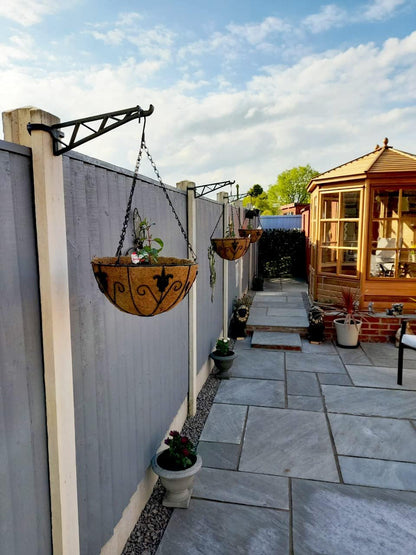 Hanging basket brackets for concrete fence posts