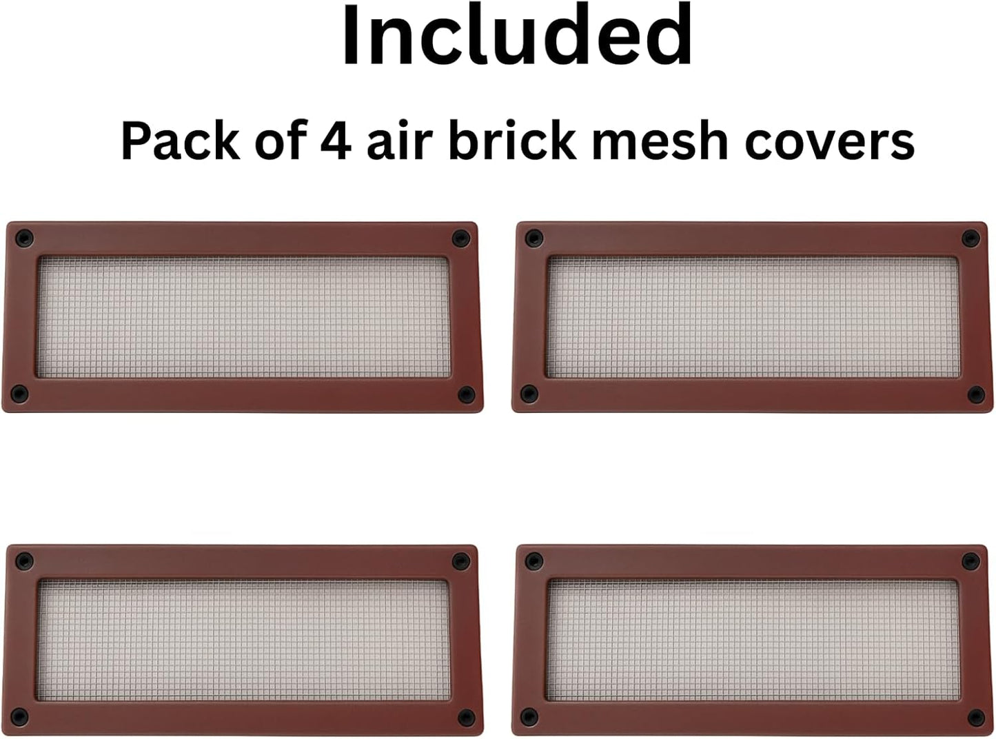 HowseHold Air Brick Mesh Cover (Pack of 4) Pest Proof Stainless Steel Vent Mesh for Rodent, Bird & Insect Protection Fits Standard Air Bricks