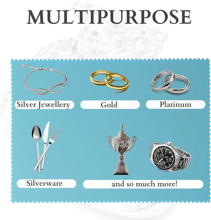 Silver Polishing Cloth (Pack of 2) Jewellery Cleaning and Polishing Cloths for Cleaning Silver, Gold and Platinum - Restores the Shine