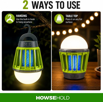 Mosquito Repellent Lamp, 2 in 1 Lantern and Bug Killer, USB Rechargeable, Portable Camping Light for Camping, Campervan and Motorhome