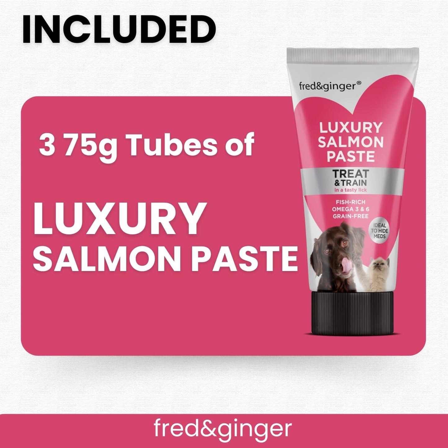 Salmon Paste for Dogs and Cats 75g [Pack of 3] Grain Free, Hypoallergenic Luxury Salmon Pate Ideal Training Aid, Medication Administering