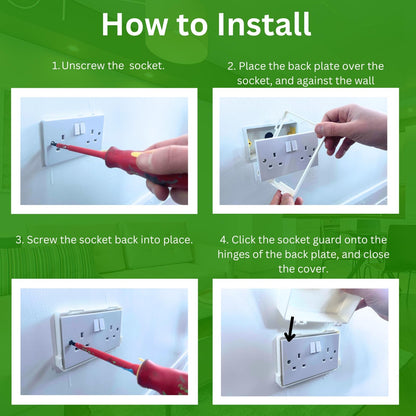 Socket Protector Cover (4 Pack) Double Gang Socket Cover Prevents Tampering Accidents for Home, School, Nurseries UK 3 Pin Plug Cover