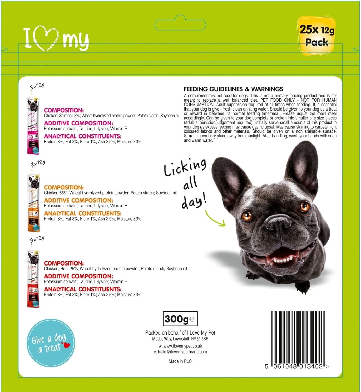 Dog Yoghurt Lickable Treats (25 Pack) Mixed Variety - Beef, Chicken & Salmon – Creamy Dog Treats Made with Real Meat – 12g Each 3 Flavours