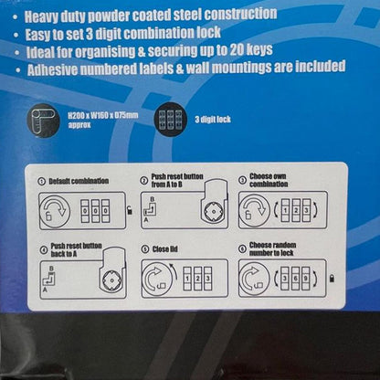 HowseHold Combination Key Cabinet - Wall Mounted Key Box for up to 20 Sets of Keys