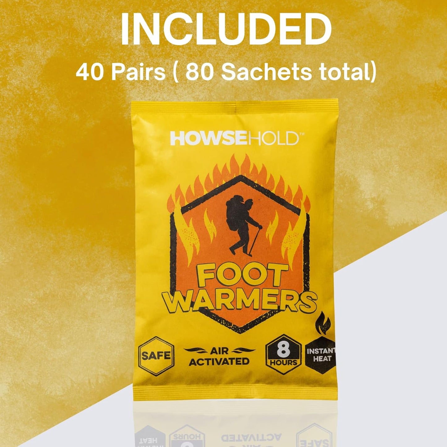 Foot Warmers - 40 Pairs - 8 Hours of Heat Air Activated Glove or Pocket Warming Sachets for Outdoor Activities Football, Golf, Skiing, Hiking, Sport Spectating