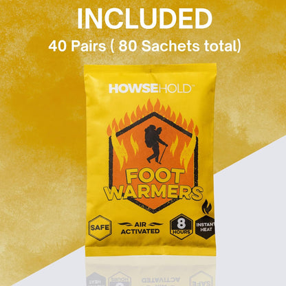 Foot Warmers - 40 Pairs - 8 Hours of Heat Air Activated Glove or Pocket Warming Sachets for Outdoor Activities Football, Golf, Skiing, Hiking, Sport Spectating