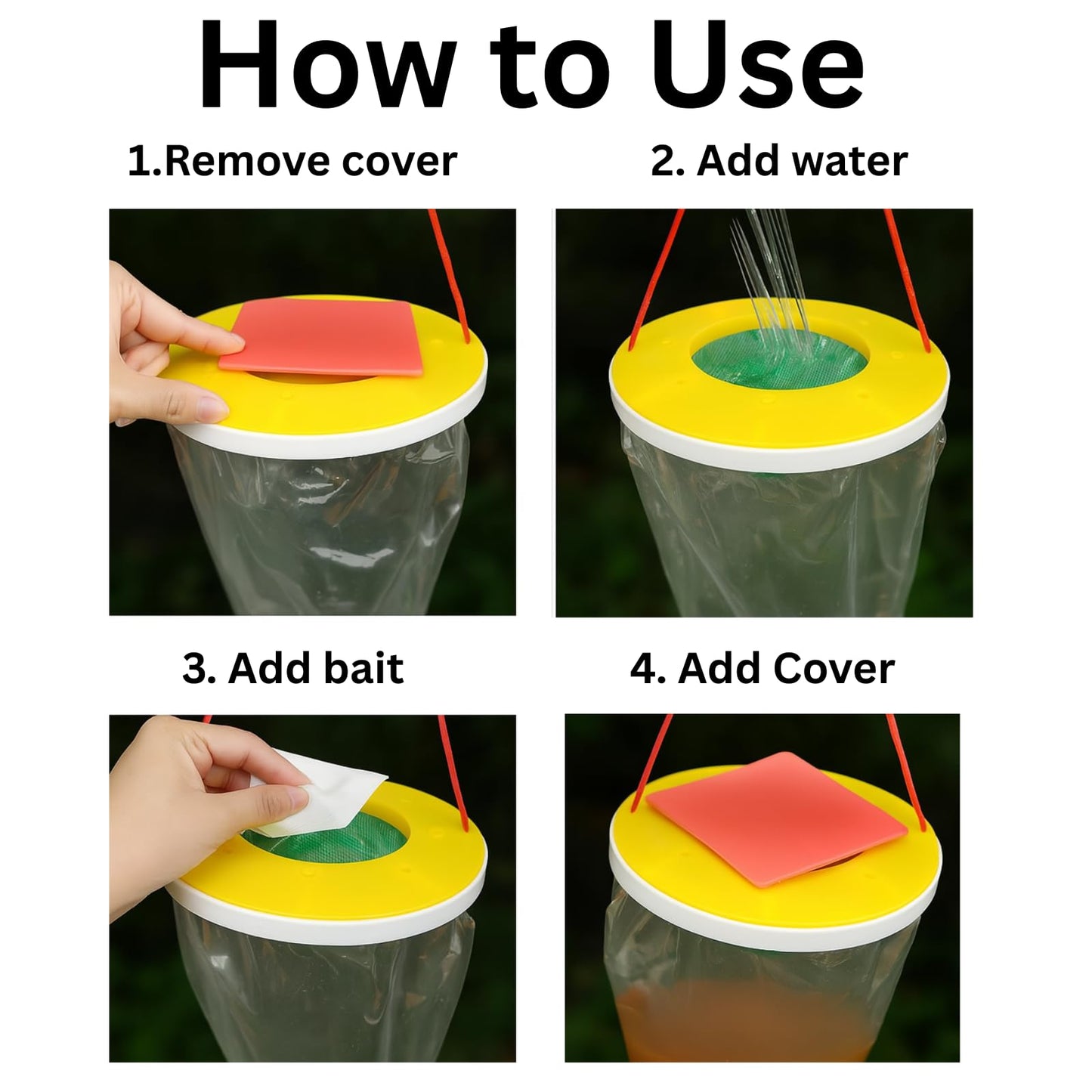 Fly Trap (Pack of 2) Outdoor Hanging Fly Catcher Bags with Bait Included Traps Flies, Fruit Flies, Insects & Bugs Ideal for Gardens & Bins Catches Thousands