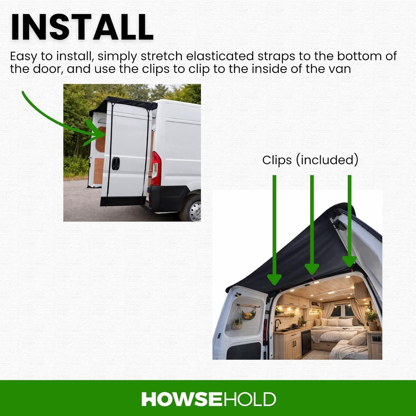 Rear Van Barn Door Awning Cover - Weather and Sun Protection for Vans and Campers Universal Fit Transits, Ducato, Vivaro, VW