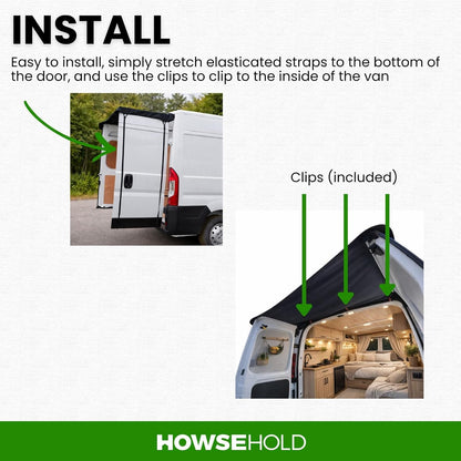 Rear Van Barn Door Awning Cover - Weather and Sun Protection for Vans and Campers Universal Fit Transits, Ducato, Vivaro, VW