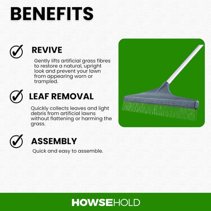 Artificial Grass Rake Brush Suitable for Artificial Lawns and Astro Turf - Revives Grass and Easy Leaf Collection