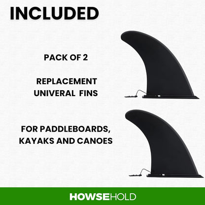 Replacement Fin (2 Pack) 9 inch for iSUP Inflatable Paddleboards, Kayaks and Canoes Plastic Fin Universal Fit