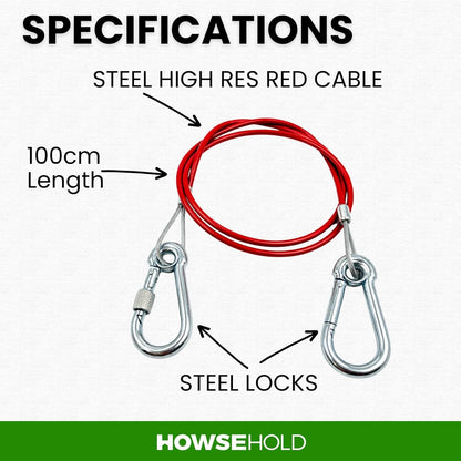 HowseHold Caravan Breakaway Cable - 1m x 3mm Heavy-Duty Trailer Breakaway Cable with Carabiner, Quick Fit Break Away Safety Cables, Quick Fit Emergency for Trailers and Caravan Accessories