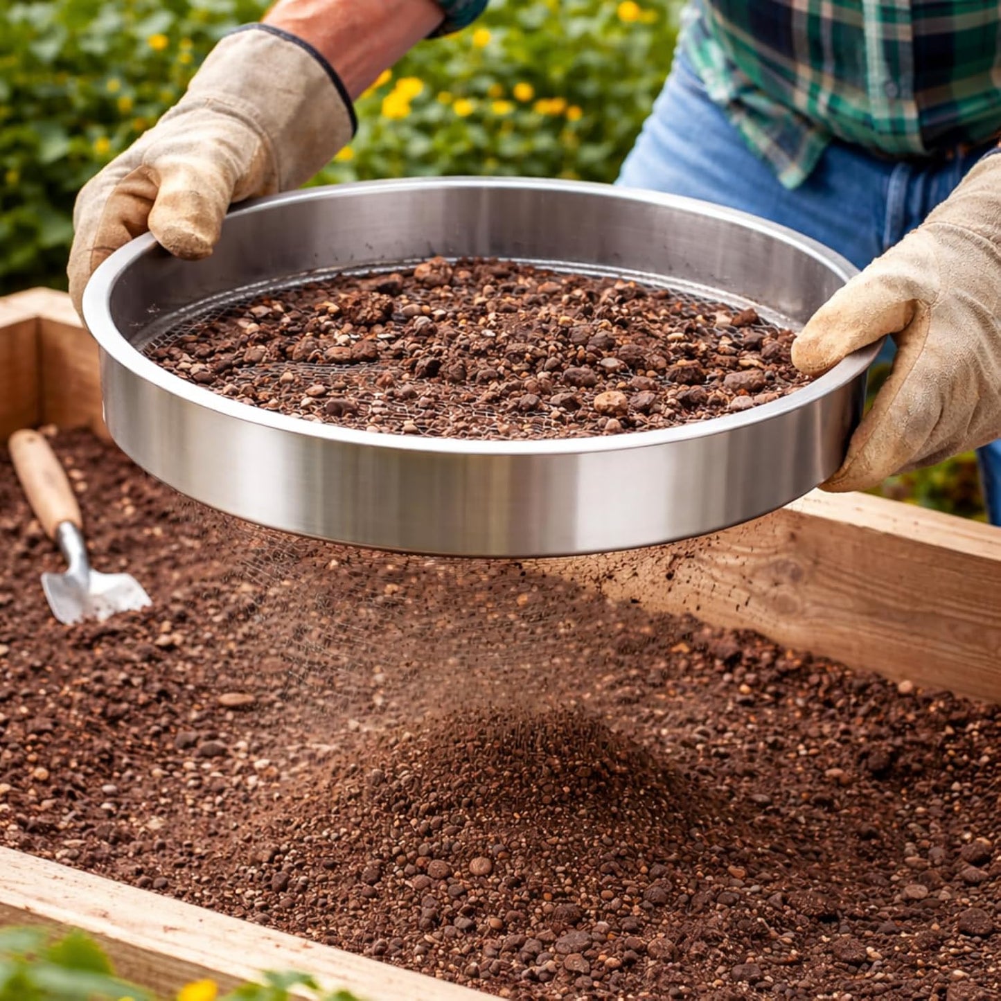 HowseHold Garden Sieve for Soil and Stones 5 in 1 Metal Soil Shifter with Interchangeable Mesh Sizes 3mm - 12mm
