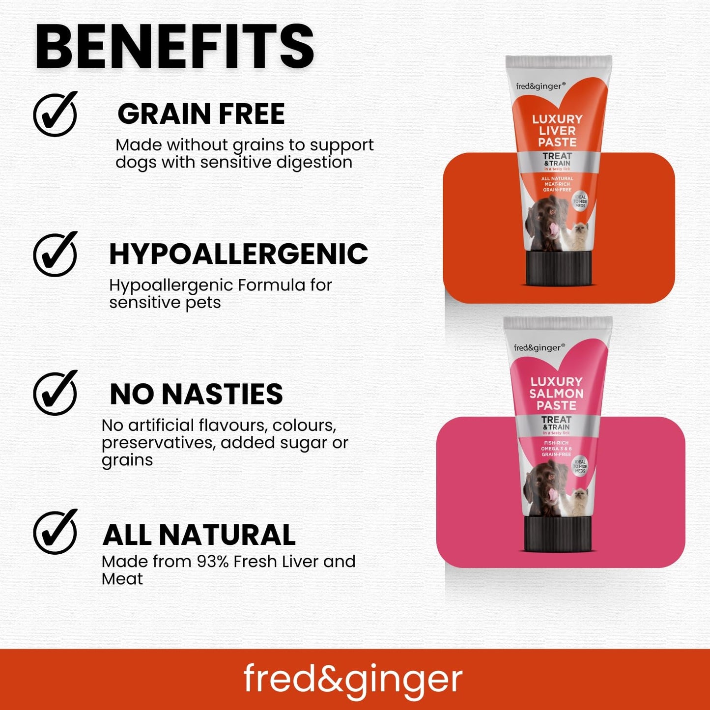 Liver Paste & Salmon Paste Tubes for Dogs and Cats 75g [Pack of 6] Grain Free, Hypoallergenic Luxury Liver Pate Ideal Training Aid, Medication Administering, Lick Matt