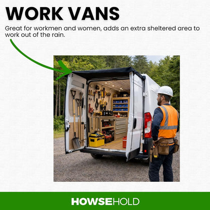 Rear Van Barn Door Awning Cover - Weather and Sun Protection for Vans and Campers Universal Fit Transits, Ducato, Vivaro, VW