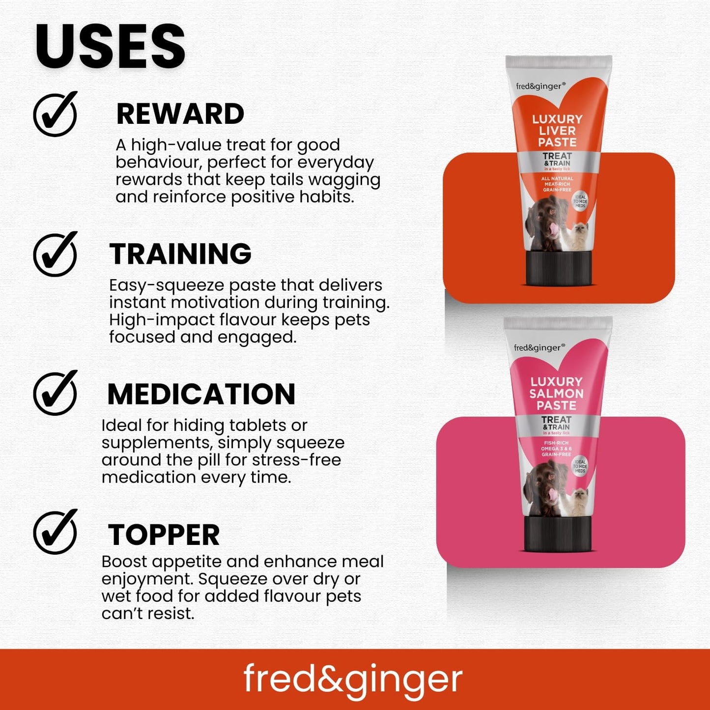 Liver Paste & Salmon Paste Tubes for Dogs and Cats 75g [Pack of 6] Grain Free, Hypoallergenic Luxury Liver Pate Ideal Training Aid, Medication Administering, Lick Matt