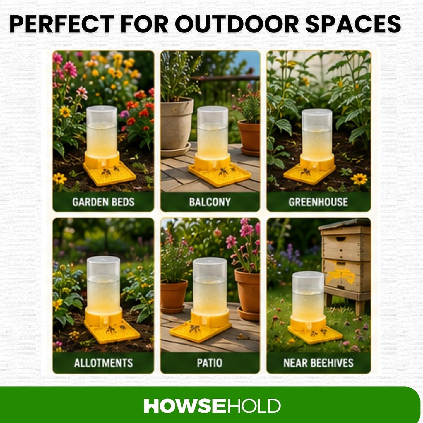 Bee Drinking Station for Garden, Pack of 2, Self-Filling Water Feeder with Textured Landing Tray for Bees, Butterflies & Pollinators