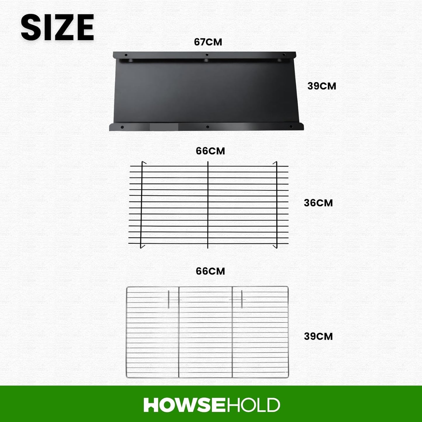 Build Your Own Brick BBQ Grill Kit, Complete Charcoal BBQ Insert Set with Cooking Grill, Charcoal Grill, Ash Tray, Grill Supports and Handles, DIY Barbecue Cooking Grate Replacement