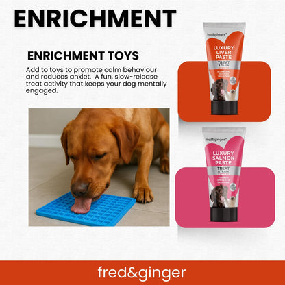 Liver Paste & Salmon Paste Tubes for Dogs and Cats 75g [Pack of 6] Grain Free, Hypoallergenic Luxury Liver Pate Ideal Training Aid, Medication Administering, Lick Matt