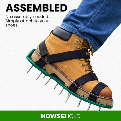HowseHold Lawn Aerator Shoes - Heavy Duty Spiked Aerating Sandals with Adjustable Straps and Metal Spikes - Lawn Scarifier and Aerator Shoes for Grass, Garden, Yard, Soil Aeration Tool