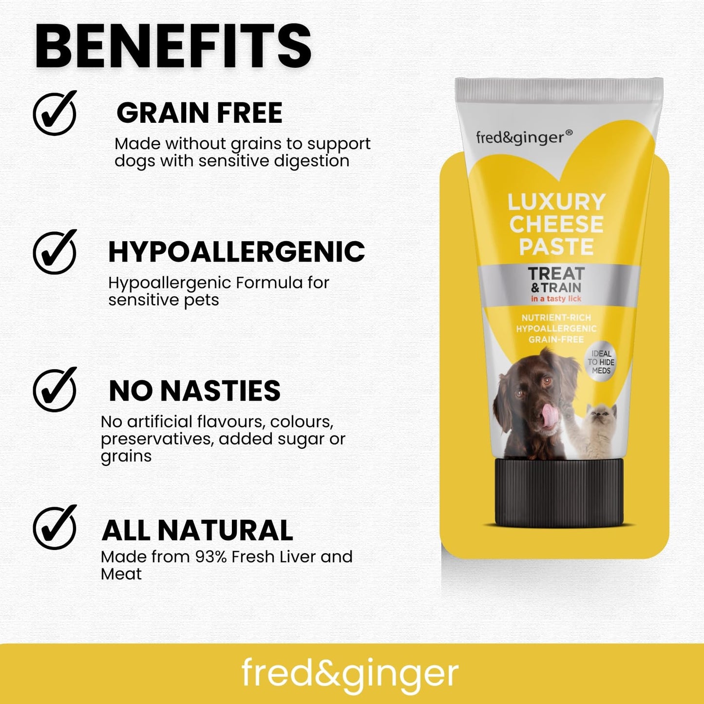 Cheese Paste Tube Treats for Dogs and Cats 75g (Pack of 6) Grain Free, Hypoallergenic Ideal Treat for Training, Walks, Recall, Medication & Rewarding Your Pet