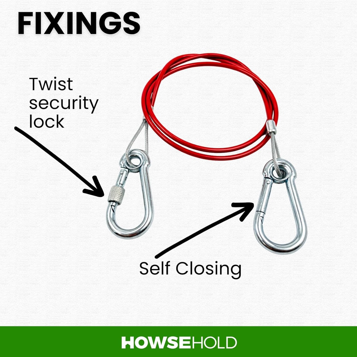 HowseHold Caravan Breakaway Cable - 1m x 3mm Heavy-Duty Trailer Breakaway Cable with Carabiner, Quick Fit Break Away Safety Cables, Quick Fit Emergency for Trailers and Caravan Accessories