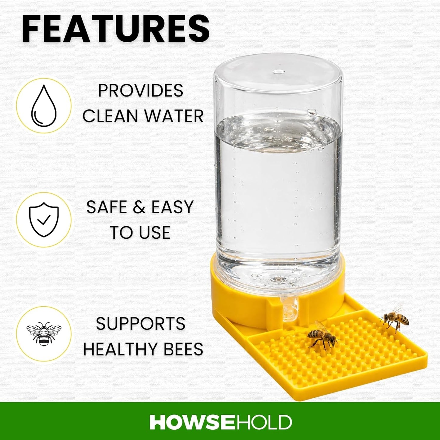 Bee Drinking Station for Garden, Pack of 2, Self-Filling Water Feeder with Textured Landing Tray for Bees, Butterflies & Pollinators