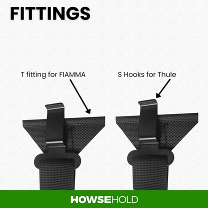 Awning Tie Down Kit Universal Storm Staps for Caravan, Camper and Motorhome Awnings Adjustable Tie-Down Fastening System with Spiral Ground Pegs, Shock Absorbing Springs & Durable Buckles