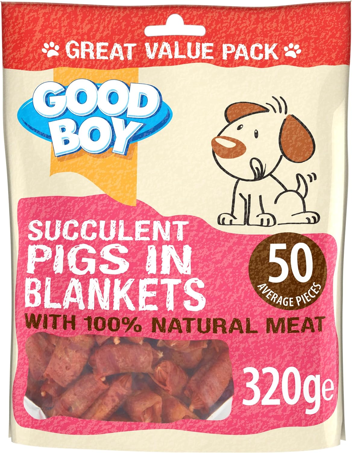 Good Boy Pigs in Blankets - Natural Dog Treats - Wheat Free Recipe - Bulk Box - 3 x 320g