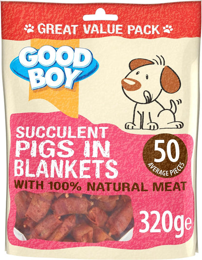 Good Boy Pigs in Blankets - Natural Dog Treats - Wheat Free Recipe - Bulk Box - 3 x 320g