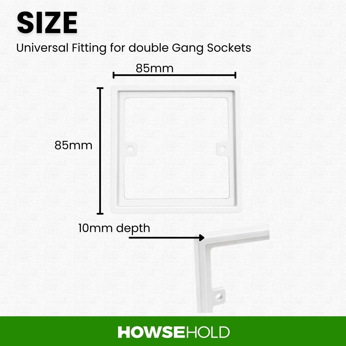 1-Gang 10mm White Single Socket or Switch Spacer (Pack of 4) Wall Box Extender for Tiled or Panelled Surfaces