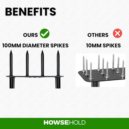 HowseHold Manual Spike Lawn Aerator Tool, Heavy Duty Steel, T-Handle with Foot Plate, for Grass and Garden, Compacted Lawns, Healthy Lawn Growth