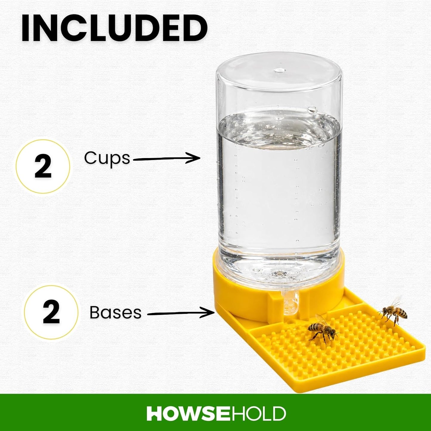 Bee Drinking Station for Garden, Pack of 2, Self-Filling Water Feeder with Textured Landing Tray for Bees, Butterflies & Pollinators