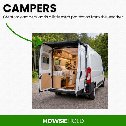 Rear Van Barn Door Awning Cover - Weather and Sun Protection for Vans and Campers Universal Fit Transits, Ducato, Vivaro, VW