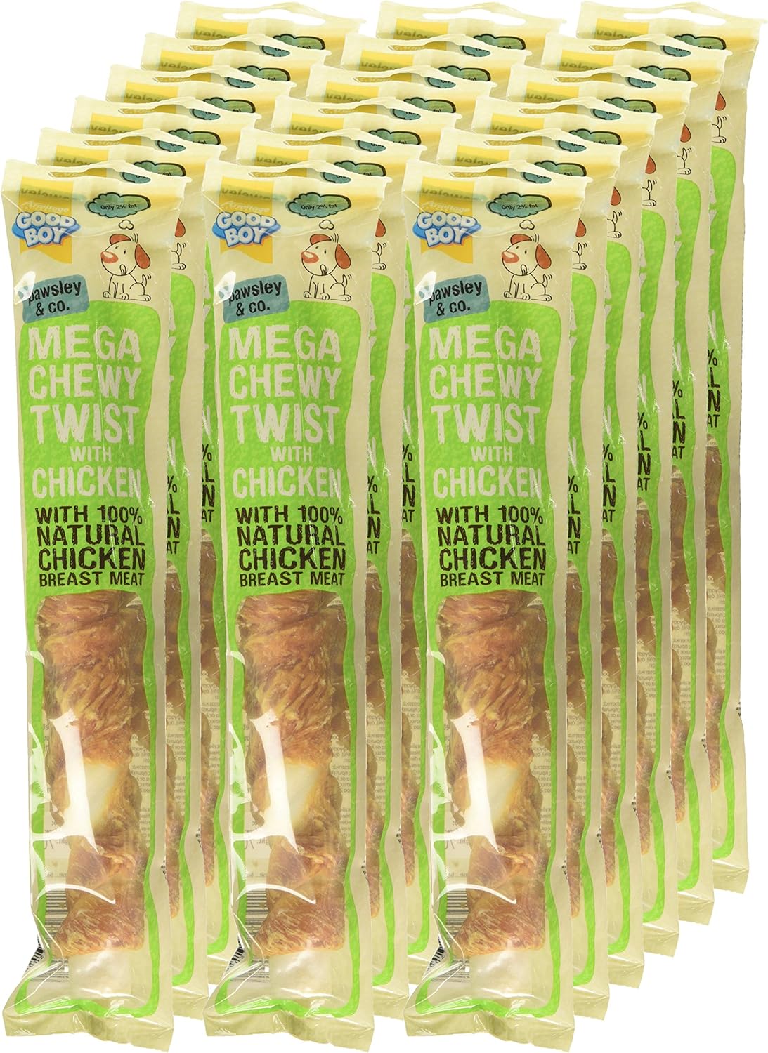 Good Boy - Mega Chewy Twist - Made With 100% Natural Chicken Breast Meat - 70 Grams - High In Protein Dog Treats - Case of 18