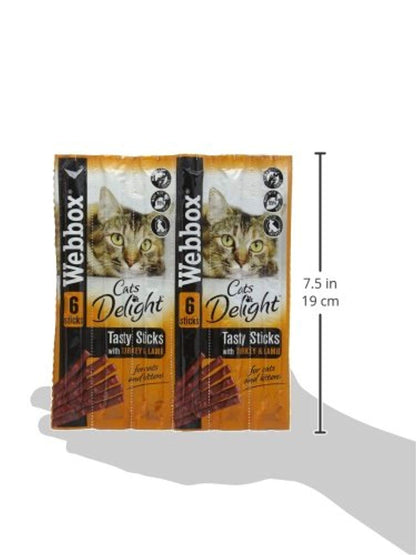 Webbox Delight Cat Sticks Turkey and Lamb, 30 g, Pack of 12